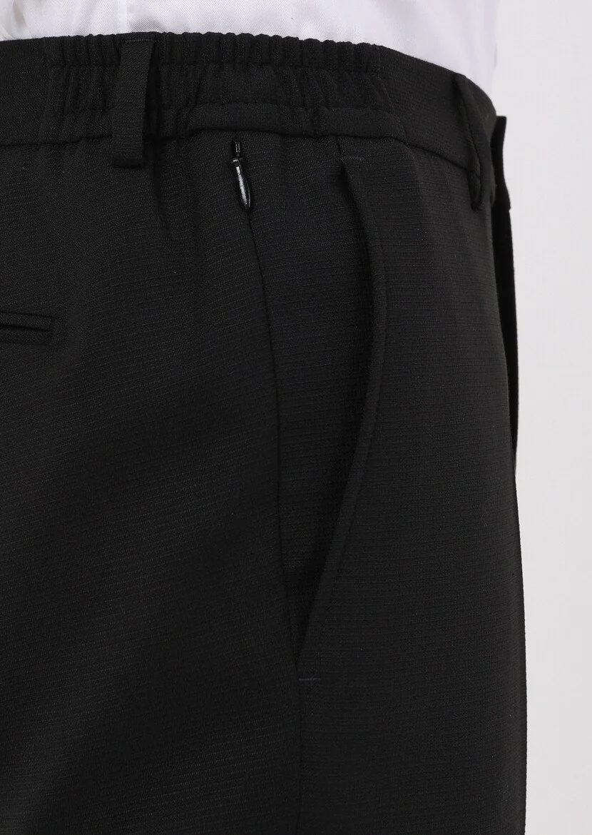 Siyah Mikro Modern Fit Yün Karışımlı Takım Elbise - 6