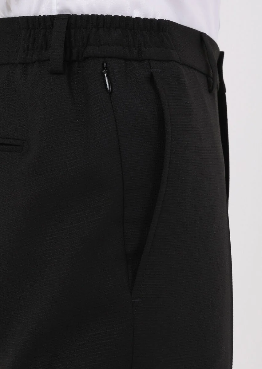 Siyah Mikro Modern Fit Yün Karışımlı Takım Elbise - 6