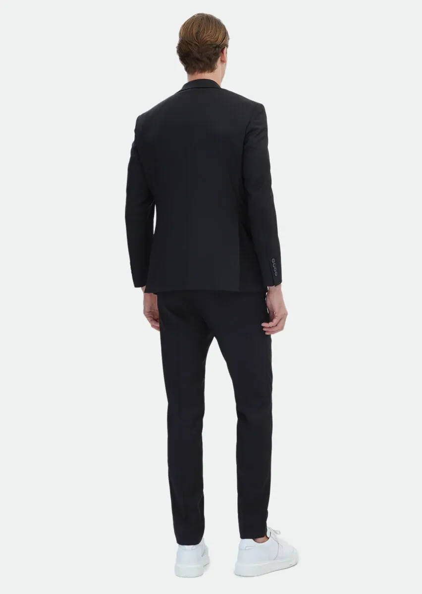 Siyah Mikro Modern Fit Yün Karışımlı Takım Elbise - 7