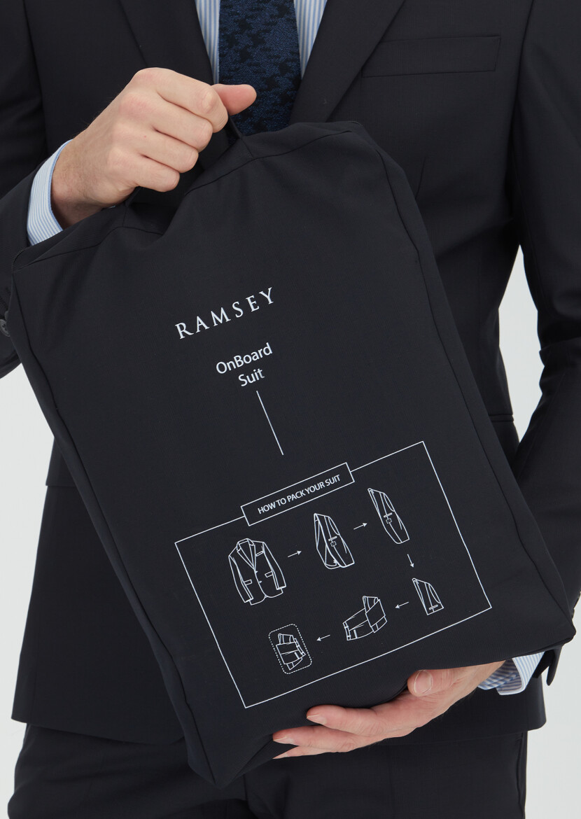 Siyah Mikro Modern Fit Yün Karışımlı Takım Elbise - 4