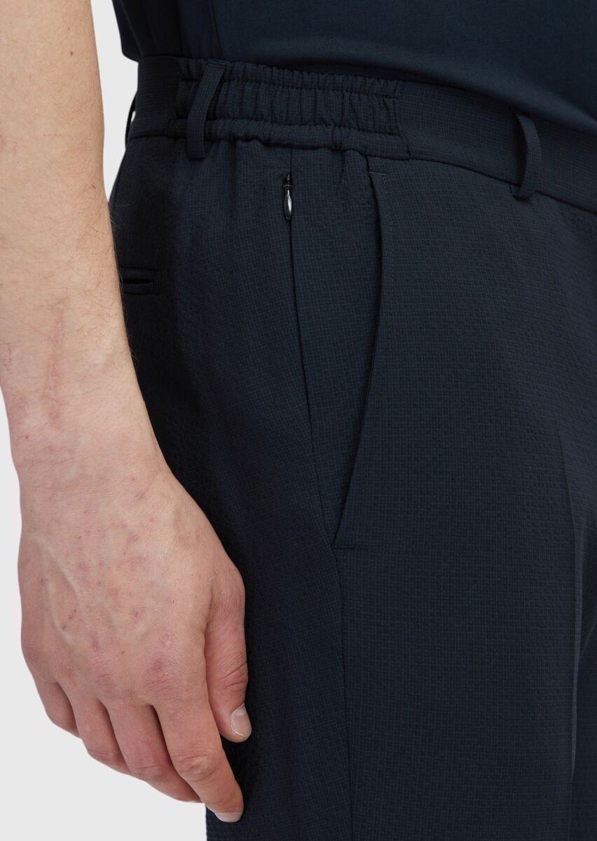 Siyah Mikro Modern Fit Yün Karışımlı Takım Elbise - 6