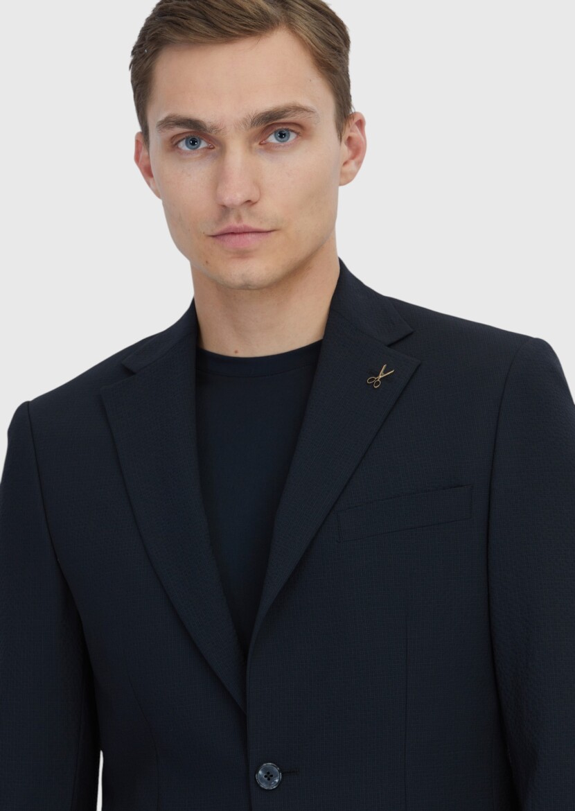 Siyah Mikro Modern Fit Yün Karışımlı Takım Elbise - 3