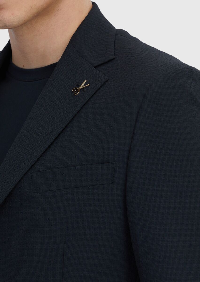 Siyah Mikro Modern Fit Yün Karışımlı Takım Elbise - 4