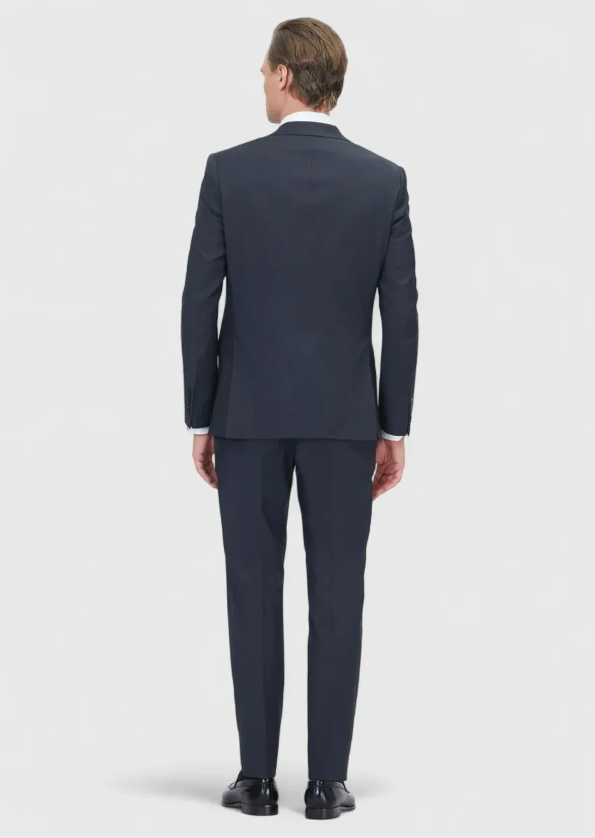 Siyah Mikro Modern Fit Yün Karışımlı Takım Elbise - 6