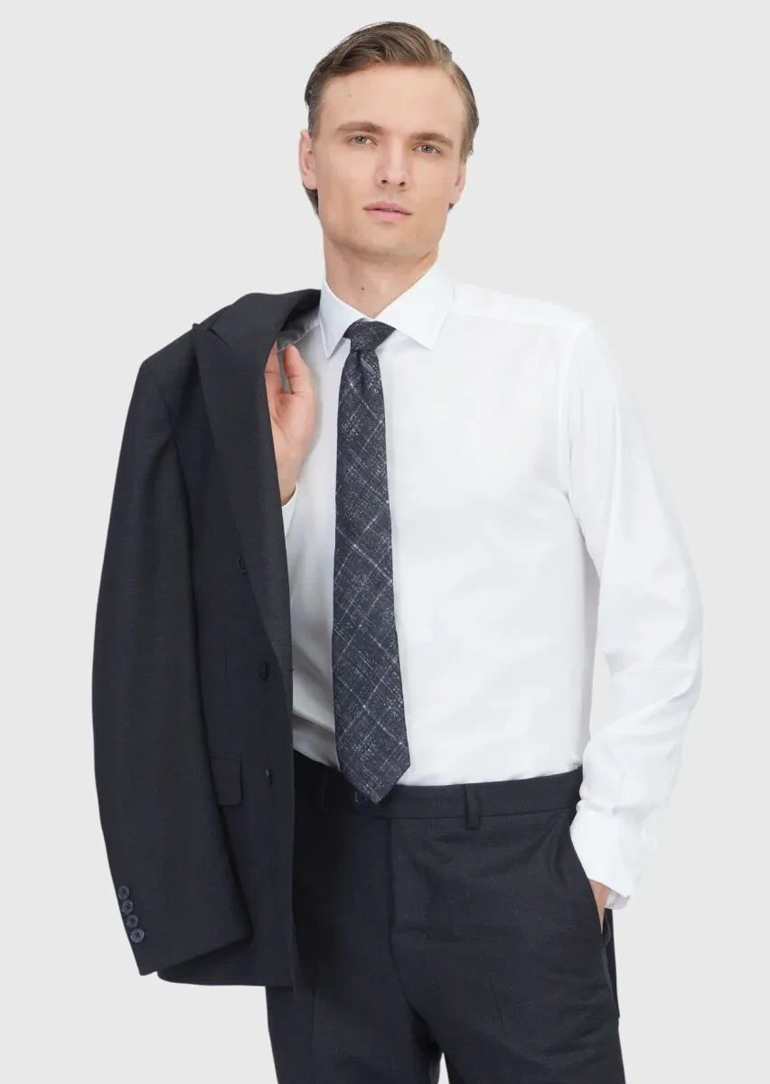 Siyah Mikro Zeroweight Slim Fit Yün Karışımlı Takım Elbise - 3