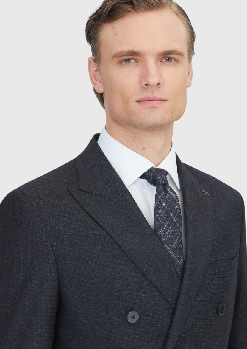 Siyah Mikro Zeroweight Slim Fit Yün Karışımlı Takım Elbise - 4