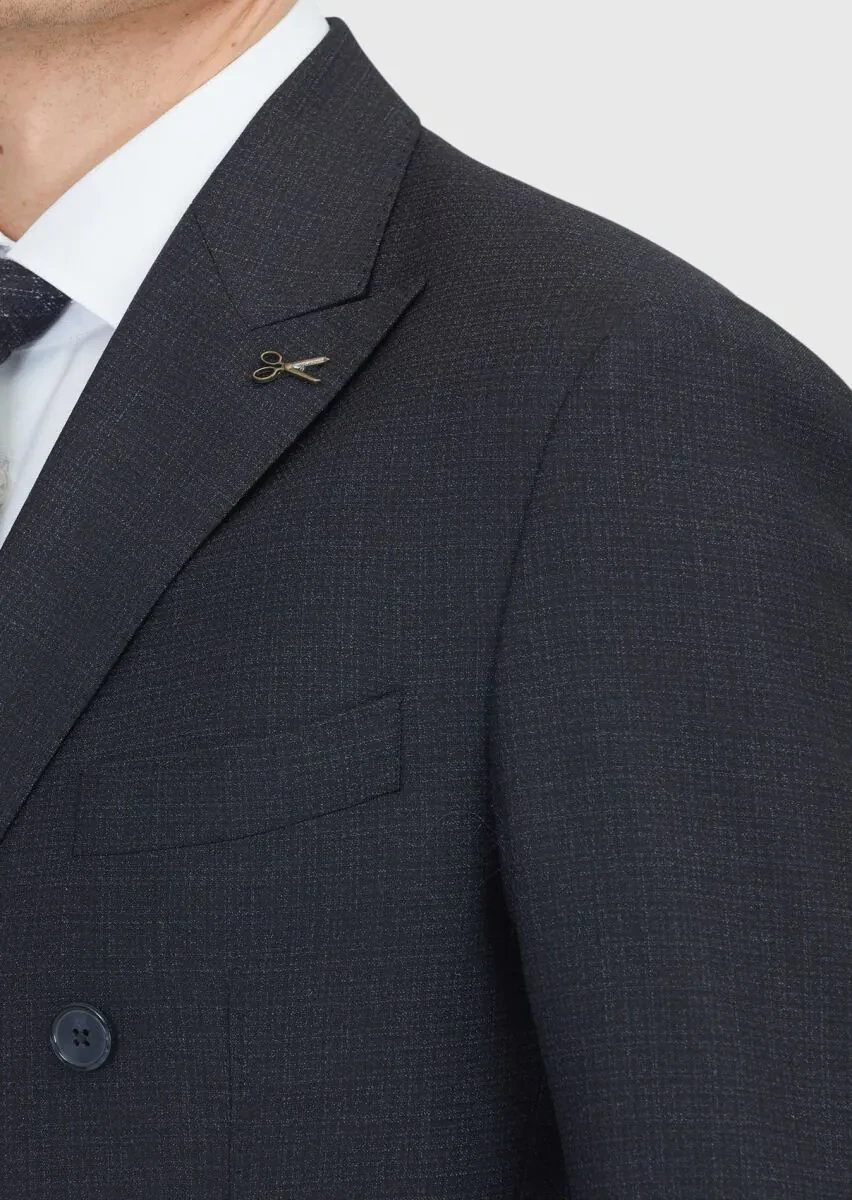 Siyah Mikro Zeroweight Slim Fit Yün Karışımlı Takım Elbise - 5