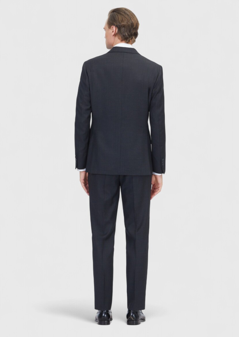 Siyah Mikro Zeroweight Slim Fit Yün Karışımlı Takım Elbise - 7
