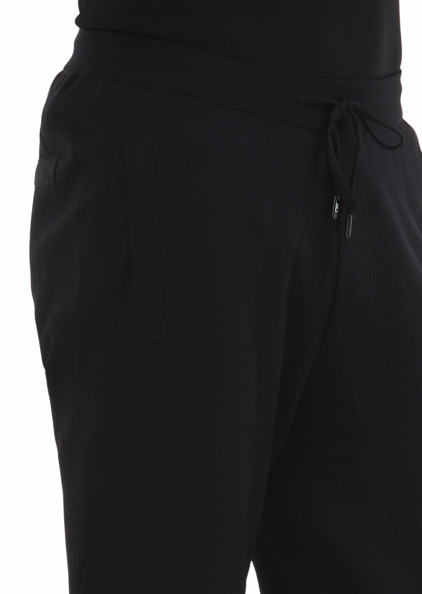 Siyah Örme Regular Fit Casual Triko Pantolon - 3