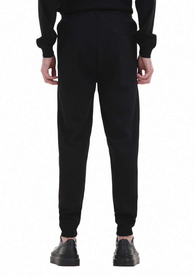 Siyah Örme Regular Fit Casual Triko Pantolon - 4