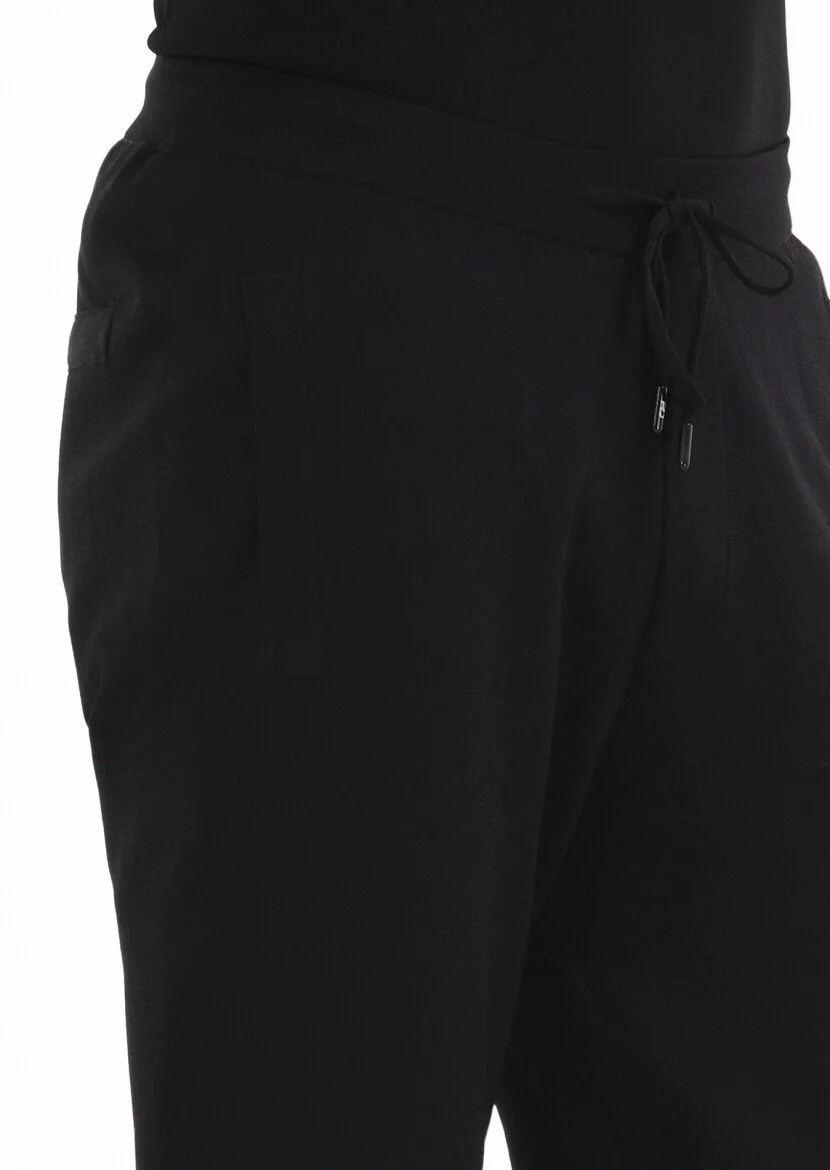 Siyah Örme Regular Fit Casual Trıko Pantolon - 3