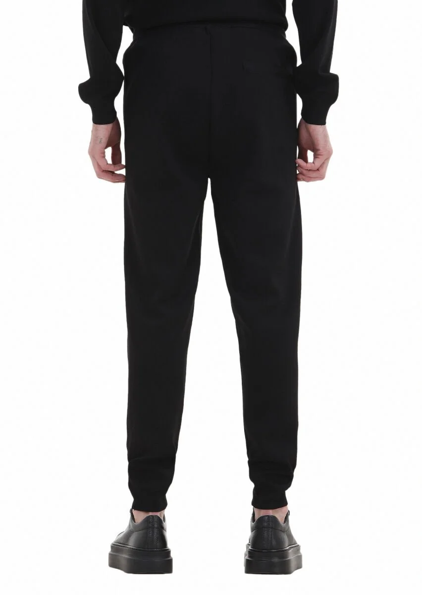 Siyah Örme Regular Fit Casual Trıko Pantolon - 4