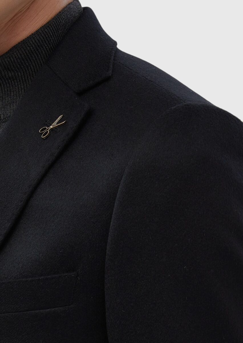 Siyah Regular Fit %100 Kaşmir Ceket - 4