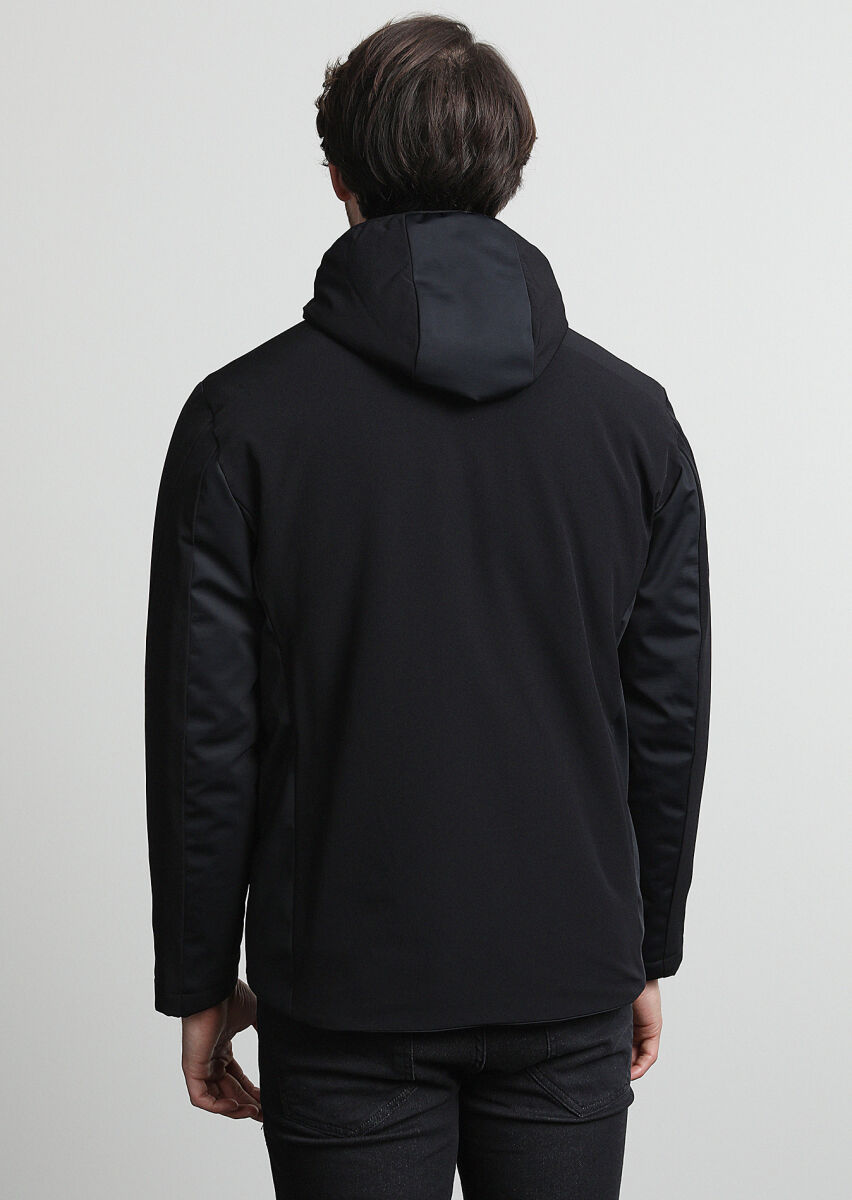 Siyah Regular Fit Casual Dokuma Mont - 4