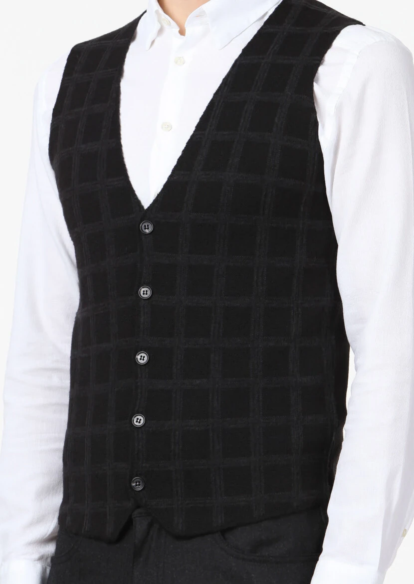 Siyah Regular Fit Casual Örme Triko Yelek - 3