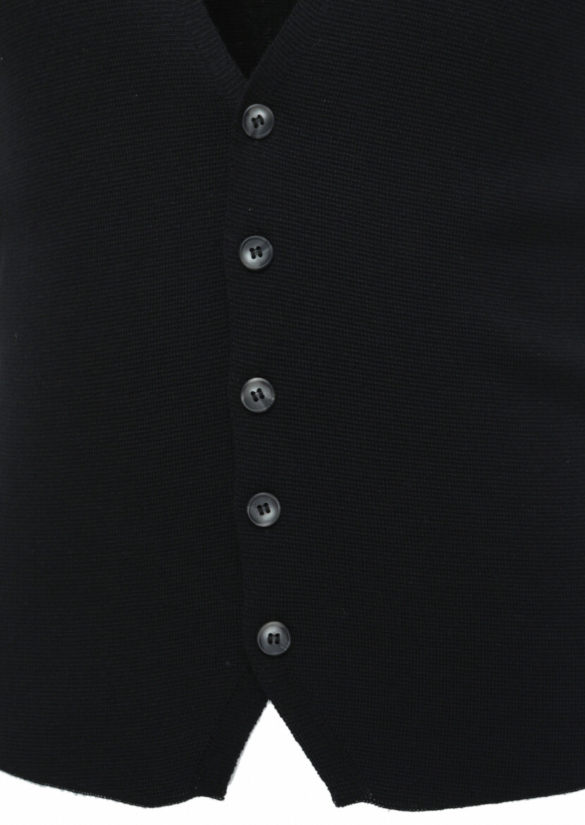 Siyah Regular Fit Casual Örme Triko Yelek - 2