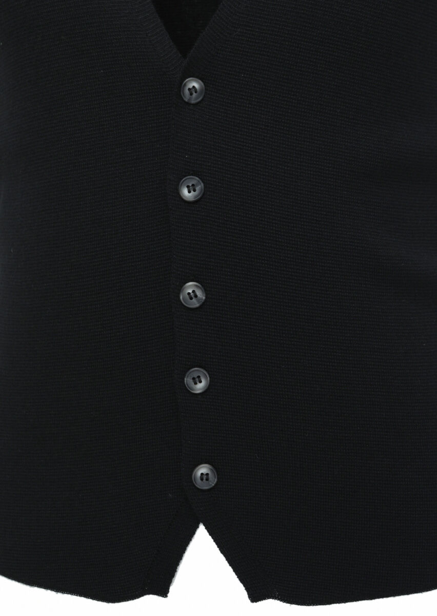 Siyah Regular Fit Casual Örme Triko Yelek - 2