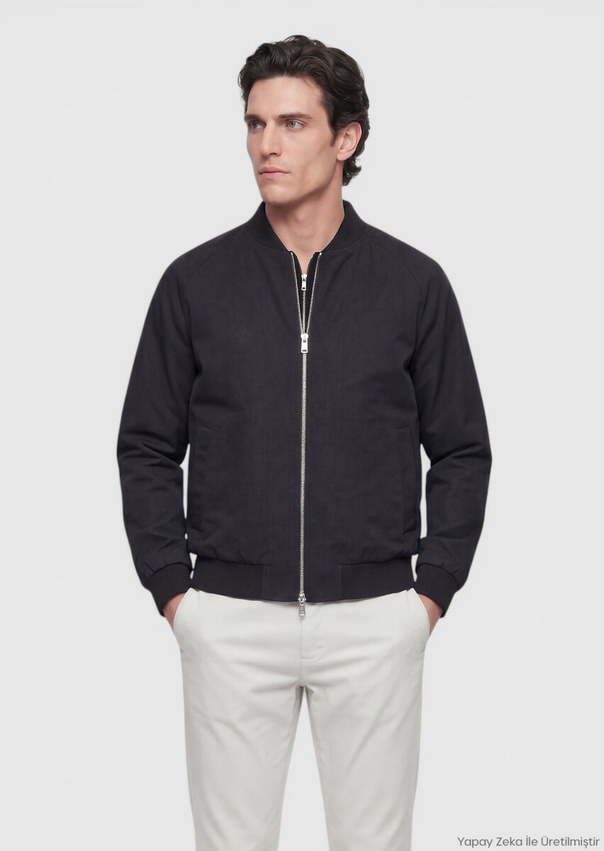 RAMSEY Siyah Regular Fit Casual Teknik Mont