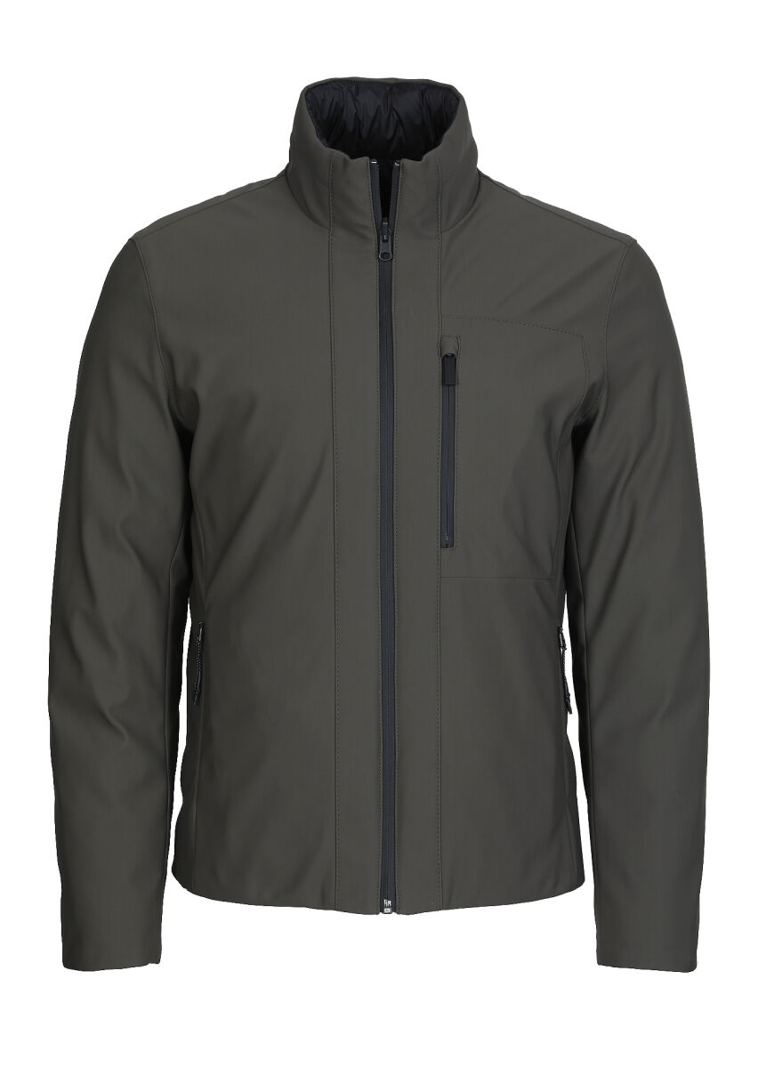 Siyah Regular Fit Dik Yaka Casual Dokuma Çift Taraflı Mont - 6
