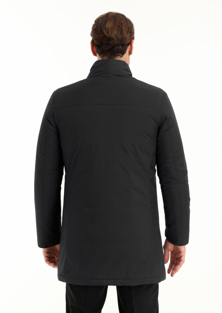 Siyah Regular Fit Dik Yaka Casual Dokuma Kaban - 5