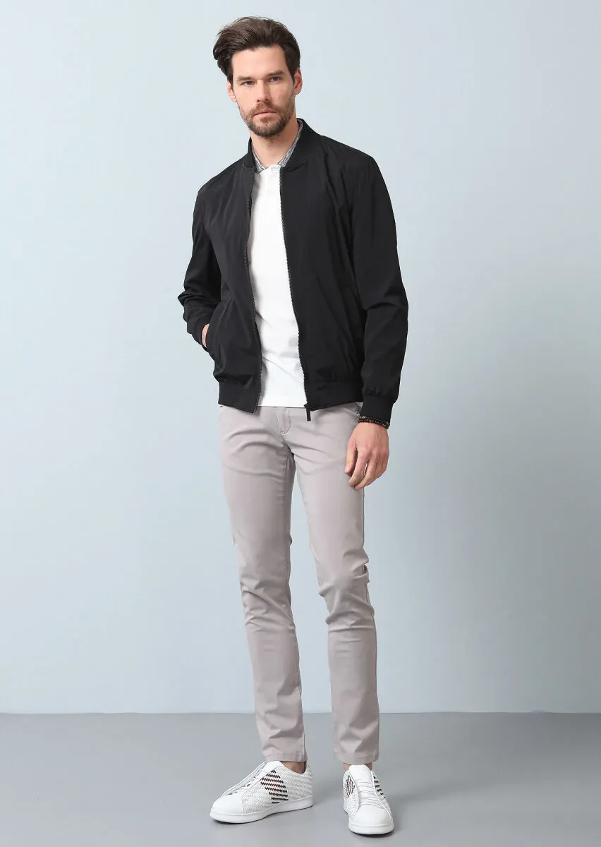 Siyah Regular Fit Dik Yaka Casual Dokuma Mont - 6
