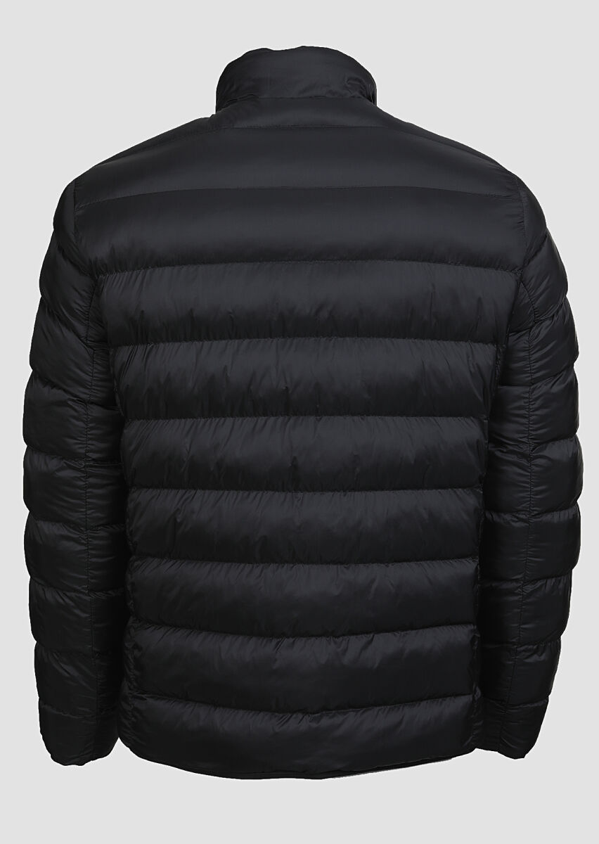 Siyah Regular Fit Dik Yaka Casual Dokuma Mont - 9