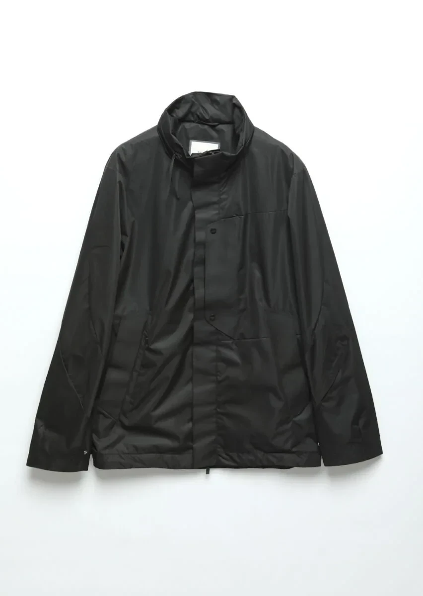 Siyah Regular Fit Dik Yaka Casual Dokuma Mont - 8