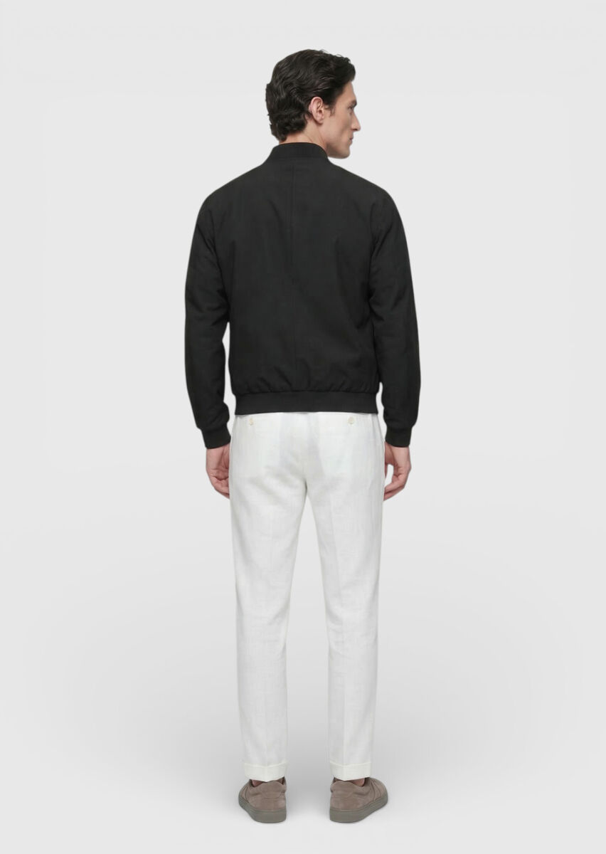 Siyah Regular Fit Dik Yaka Casual Dokuma Mont - 5