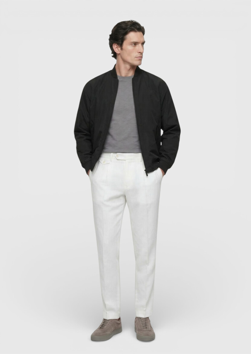 Siyah Regular Fit Dik Yaka Casual Dokuma Mont - RAMSEY
