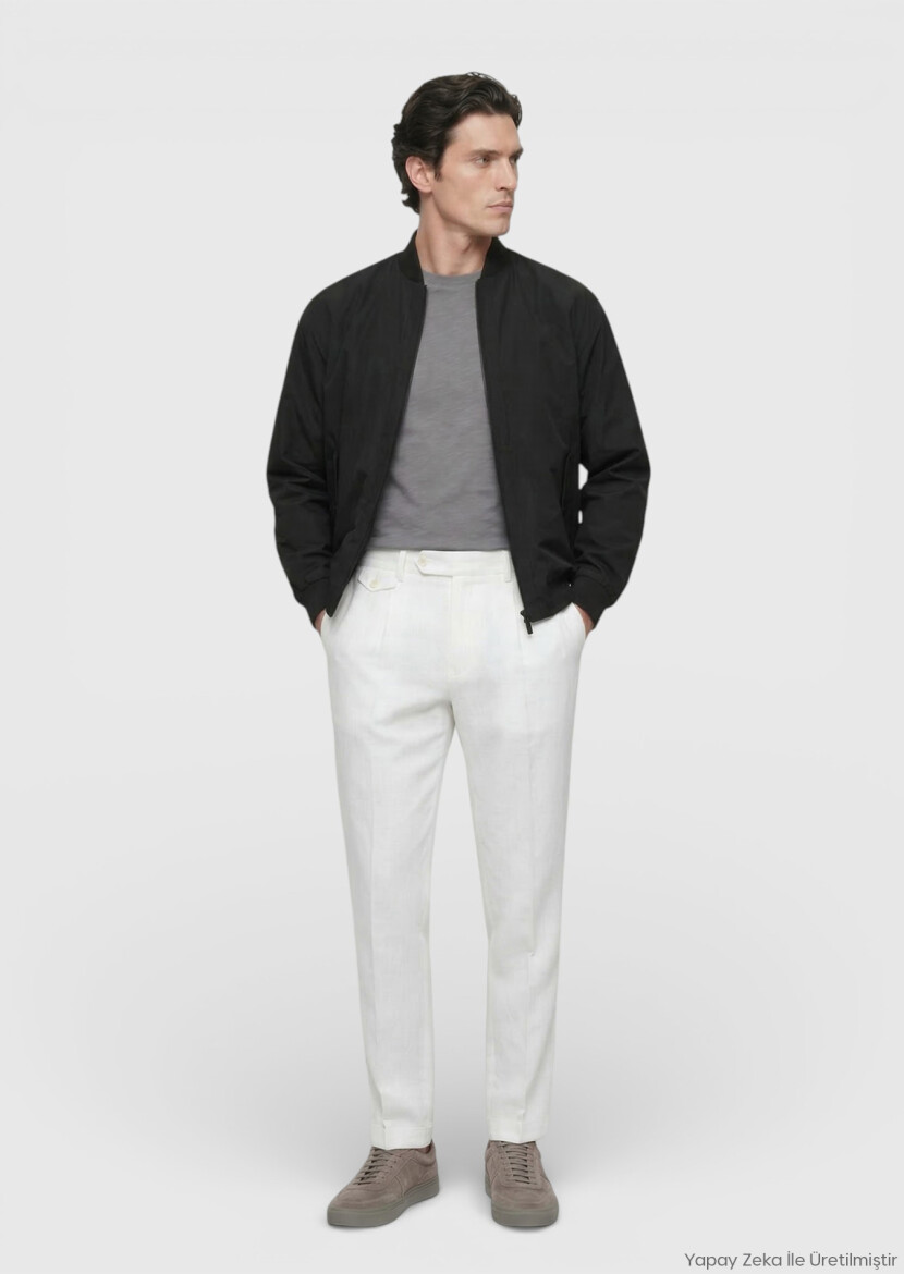 Siyah Regular Fit Dik Yaka Casual Dokuma Mont - RAMSEY