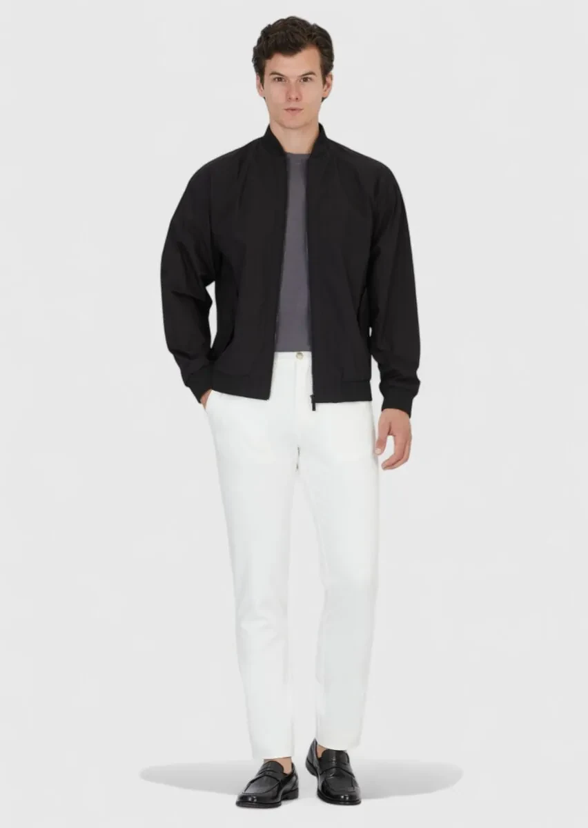 Siyah Regular Fit Dik Yaka Casual Dokuma Mont - 2