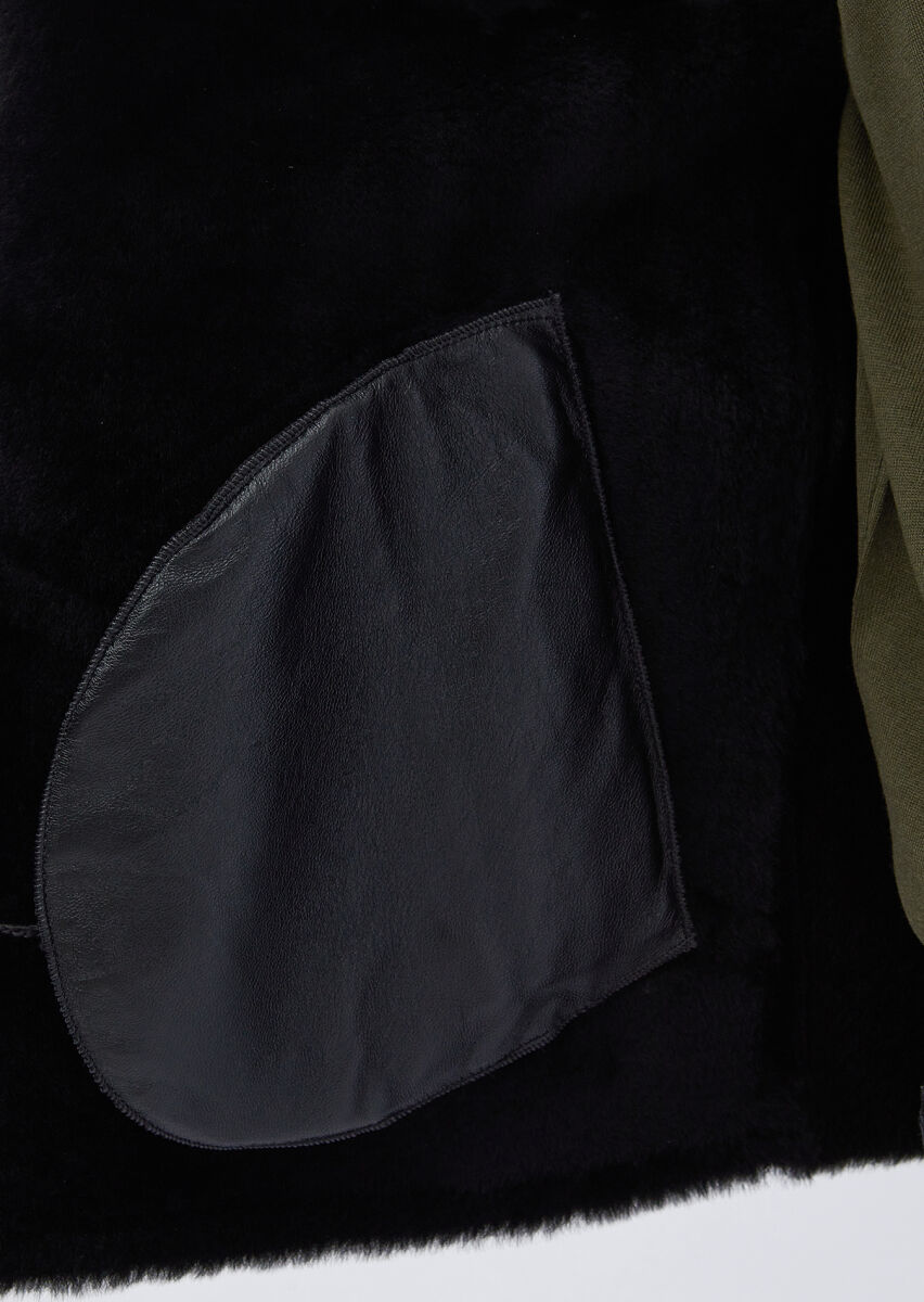 Siyah Regular Fit Dik Yaka Casual Kürk Deri Mont - 7