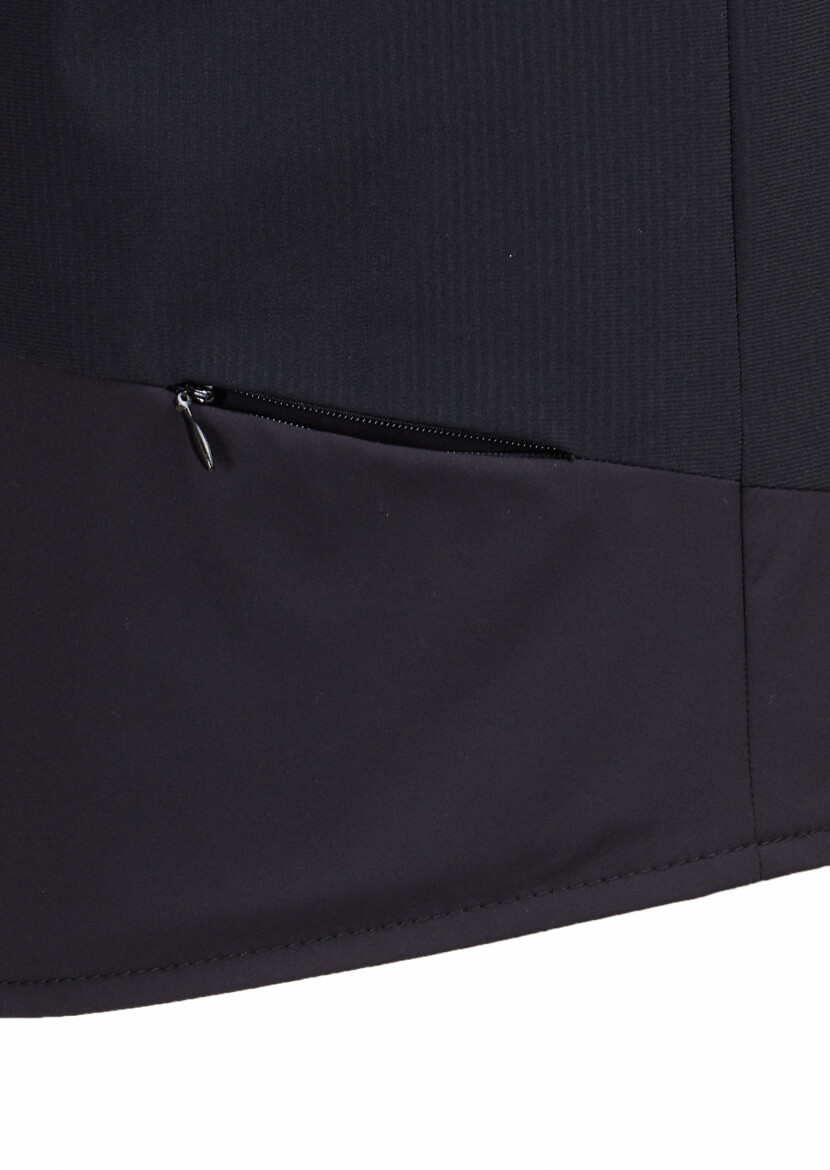 Siyah Regular Fit Dik Yaka Casual Örme Spor Yelek - 4