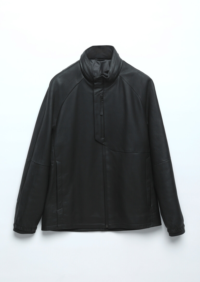 Siyah Regular Fit Dik Yaka Casual Süet Deri Mont - 9