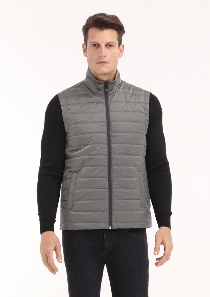 Siyah Regular Fit Gömlek Yaka Casual Dokuma Pardösü - 3