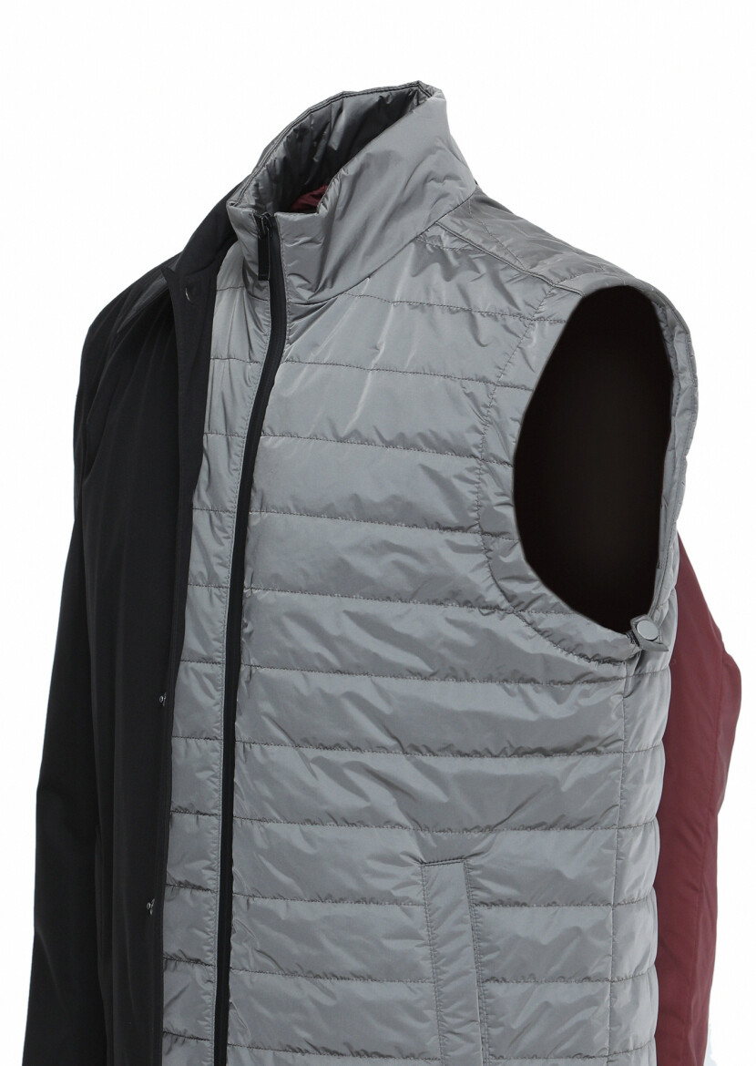 Siyah Regular Fit Gömlek Yaka Casual Dokuma Pardösü - 7
