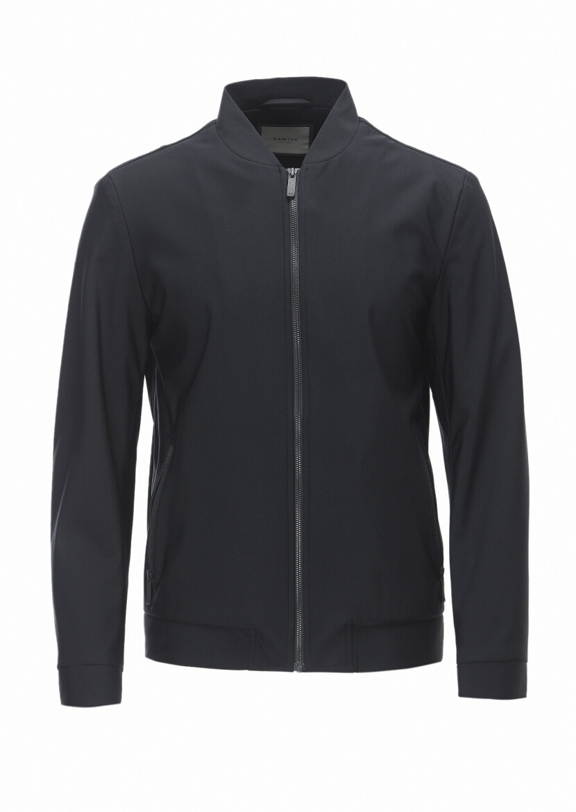 Siyah Regular Fit Hakim Yaka Casual Dokuma Mont 