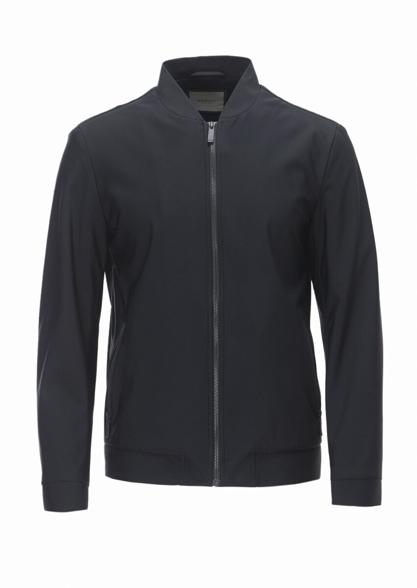 Siyah Regular Fit Hakim Yaka Casual Dokuma Mont - 1