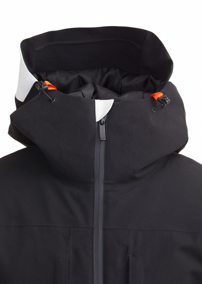 Siyah Regular Fit Kapüşonlu Casual Dokuma Kaban - 2
