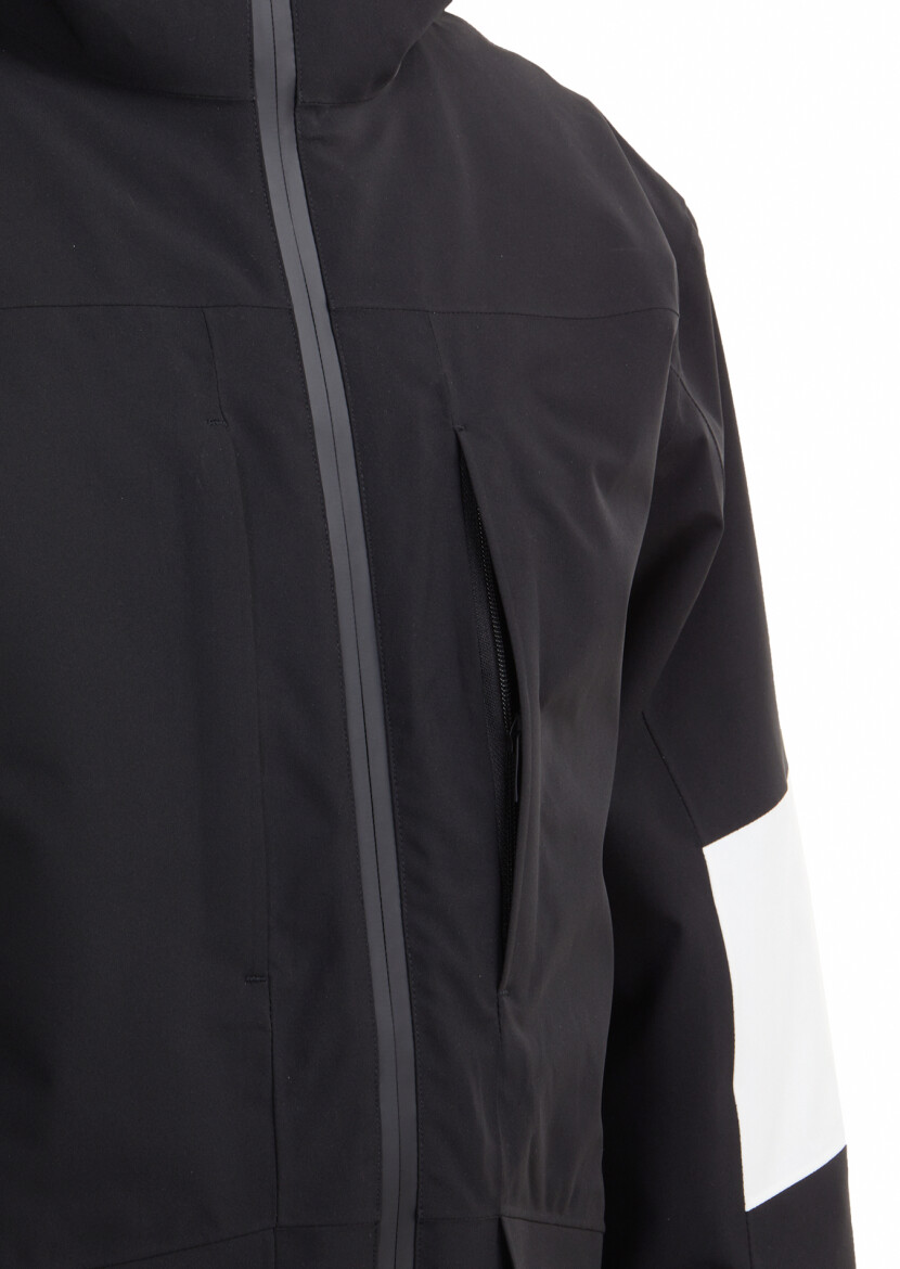 Siyah Regular Fit Kapüşonlu Casual Dokuma Kaban - 3