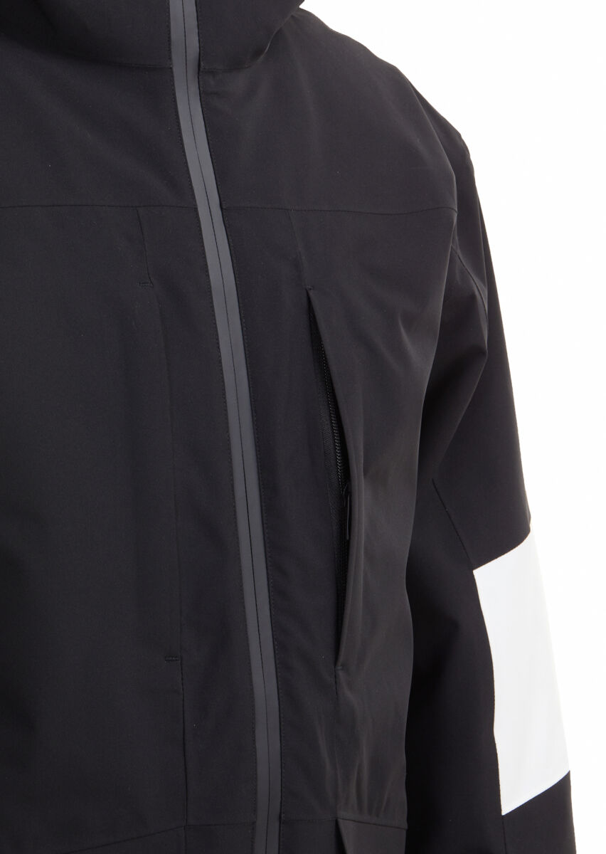 Siyah Regular Fit Kapüşonlu Casual Dokuma Kaban - 3
