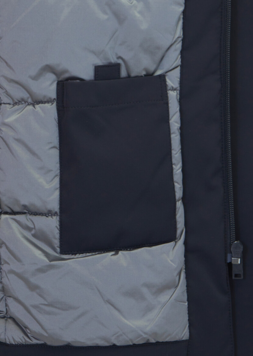 Siyah Regular Fit Kapüşonlu Casual Dokuma Kaban - 6