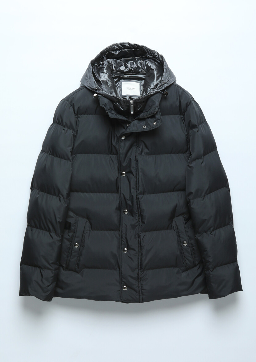 Siyah Regular Fit Kapüşonlu Casual Dokuma Mont - 10