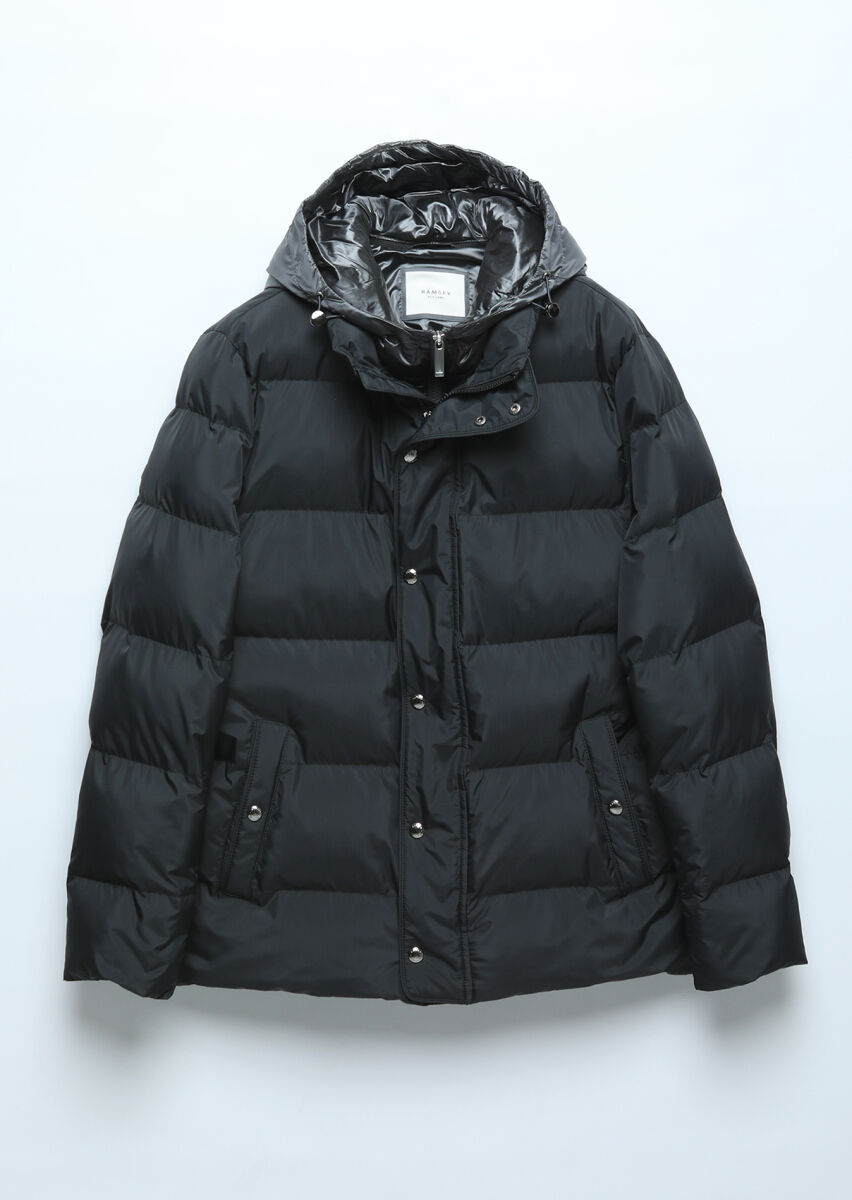 Siyah Regular Fit Kapüşonlu Casual Dokuma Mont - 10