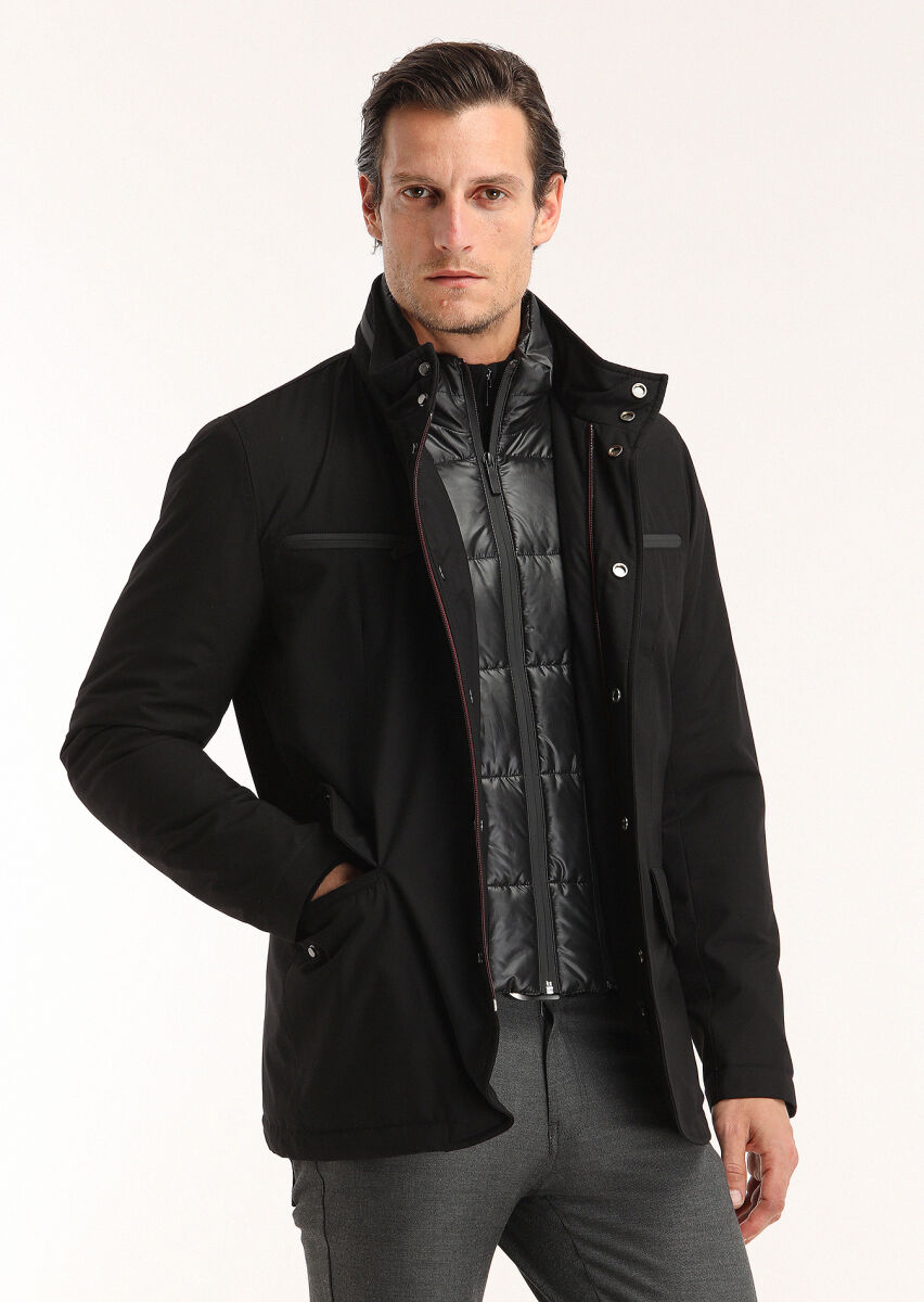 Siyah Regular Fit Micro Jel Elyaflı Spor Ceket - 2