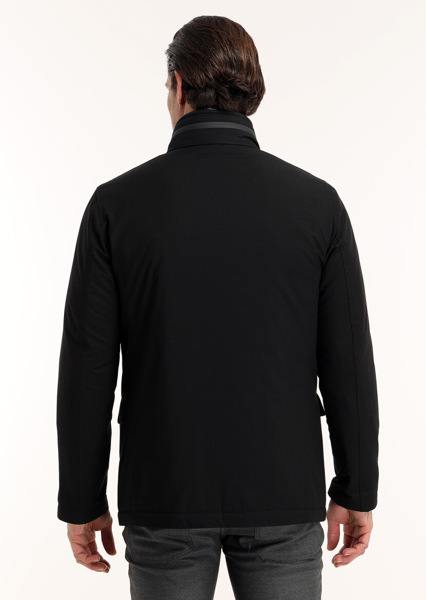 Siyah Regular Fit Micro Jel Elyaflı Spor Ceket - 5