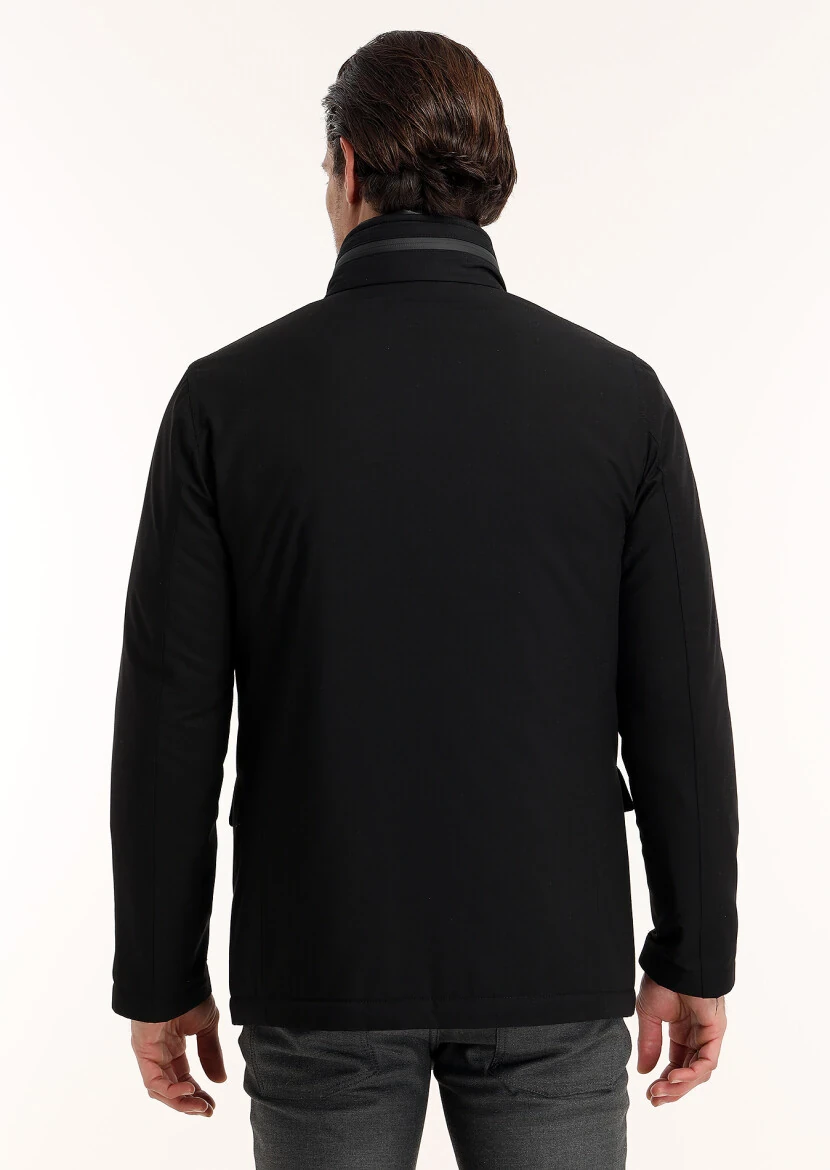 Siyah Regular Fit Micro Jel Elyaflı Spor Ceket - 6