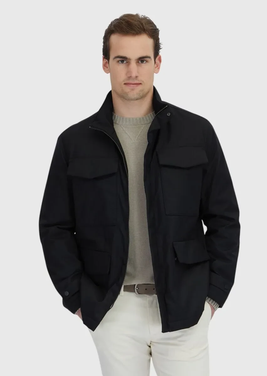 Siyah Regular Fit Micro Jel Elyaflı Spor Ceket - 1