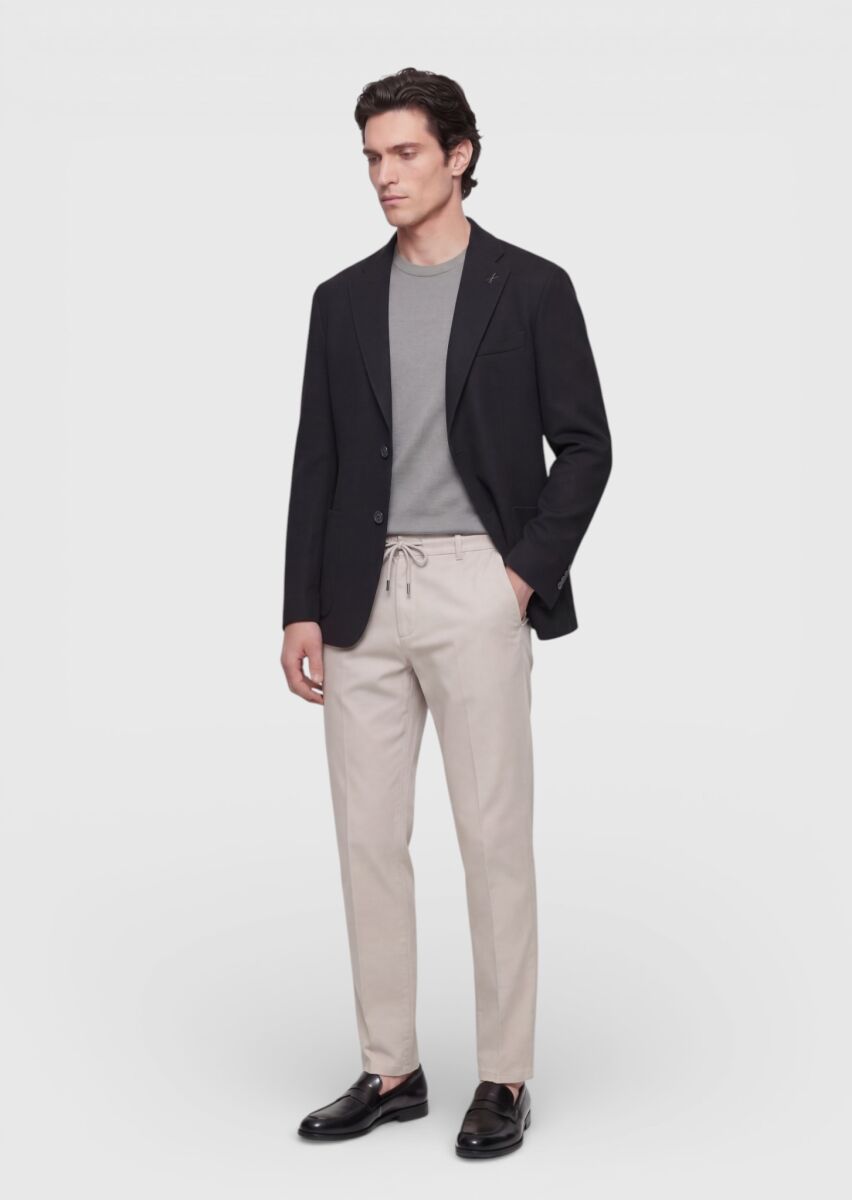 Siyah Shirt Shoulder Slim Fit %100 Pamuk Örme Ceket - 2