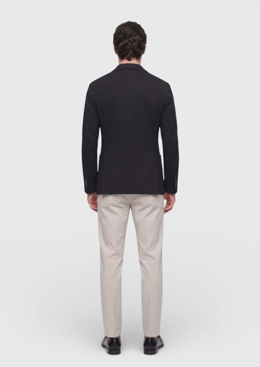 Siyah Shirt Shoulder Slim Fit %100 Pamuk Örme Ceket - 4